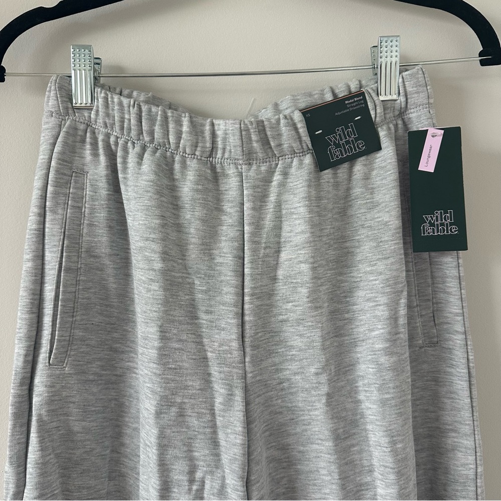 Target Wild Fable Wide Leg Lounge Pants Gray XS  Drawstring Women's Fleece Sweat - Picture 4 of 10